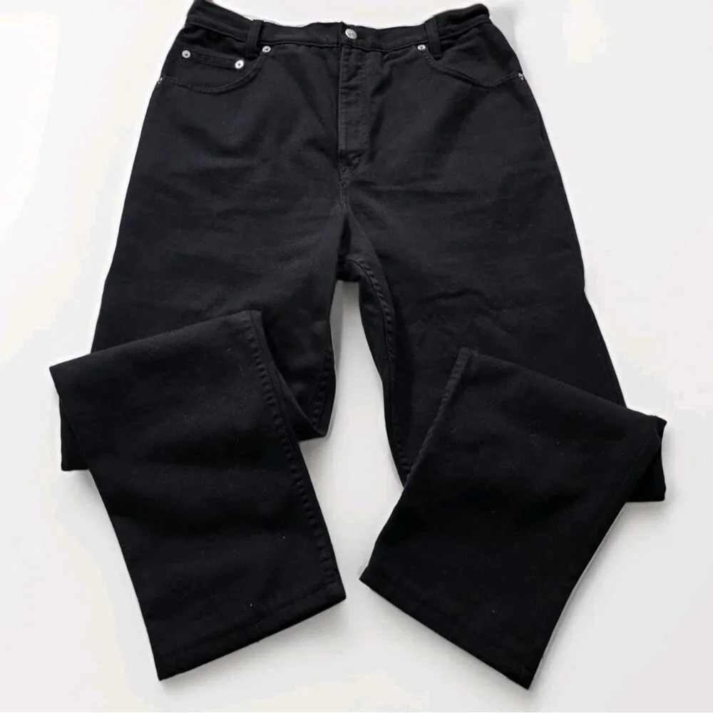 Simon Chang Jeans Women 14 Black High Rise Cotton Denim Canada Made Straight Leg - Picture 10 of 16